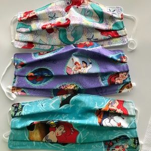 Lot of 3  Little Mermaid Face Masks in 3 Colors